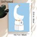 Goose & Toilet Paper Themed Painting Poster, Cute Cartoon Style Poster, Playful White Goose Perched On Toilet Rolls Design, Ideal Lighthearted Decor_maomaolike.com