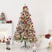 6FT Artificial Hinged Christmas Tree Snow Flocked Pine Tree With Solid Metal Stand Festival Xmas Tree For Indoor Outdoor_maomaolike.com