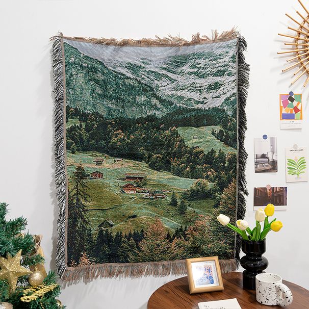 Vintage Style Cotton Thread Woven Tapestry Cabinet Universal Cover Blanket Room Bedroom Decoration Hanging Background Cloth_maomaolike.com
