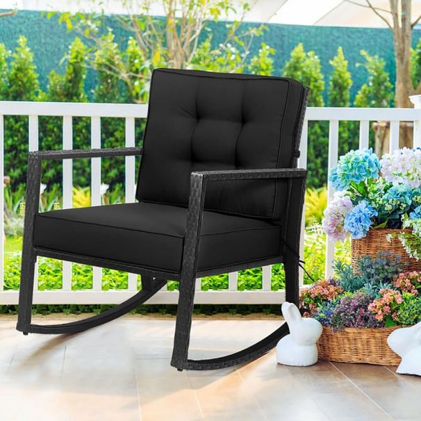 Patio Rattan Rocker Outdoor Glider Rocking Chair Cushion Lawn_maomaolike.com