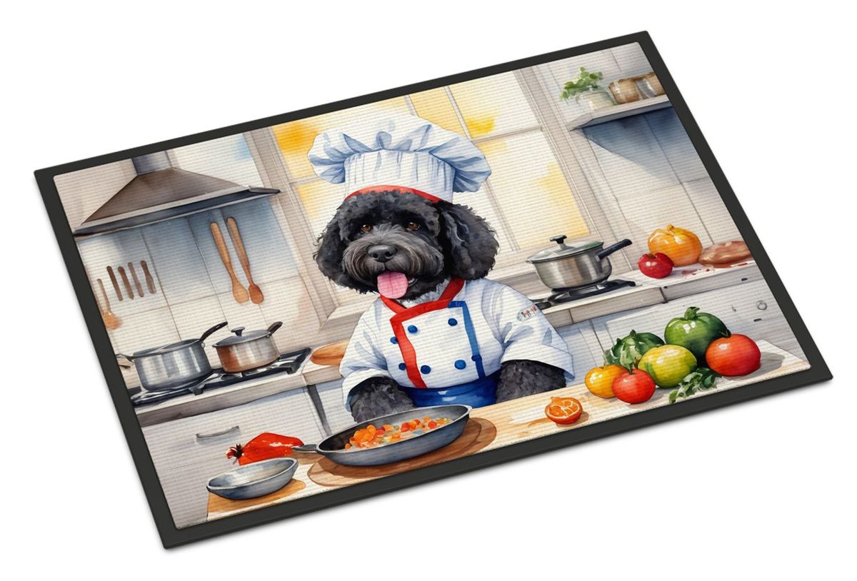 Portuguese Water Dog The Chef Doormat Front Door Mat Indoor Outdoor Rugs For Entryway, Non Slip Washable Low Pile, 24H X 36W_maomaolike.com