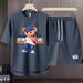 Men's Clothing 2024 Waffle Casual Summer Suit Men's Loose Teen Short sleeved T shirt Shorts Handsome Two piece Suit_maomaolike.com