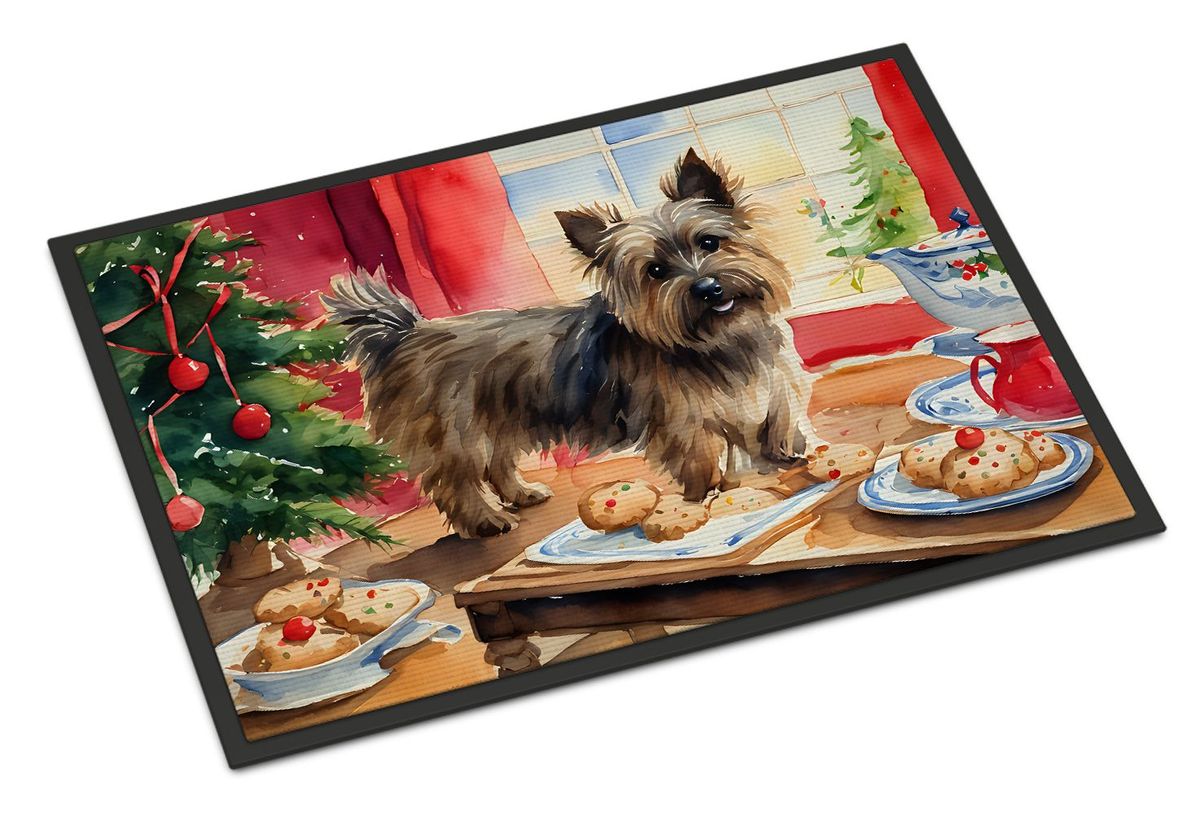 Cairn Terrier Christmas Cookies Doormat Front Door Mat Indoor Outdoor Rugs For Entryway, Non Slip Washable Low Pile, 24H X 36W_maomaolike.com