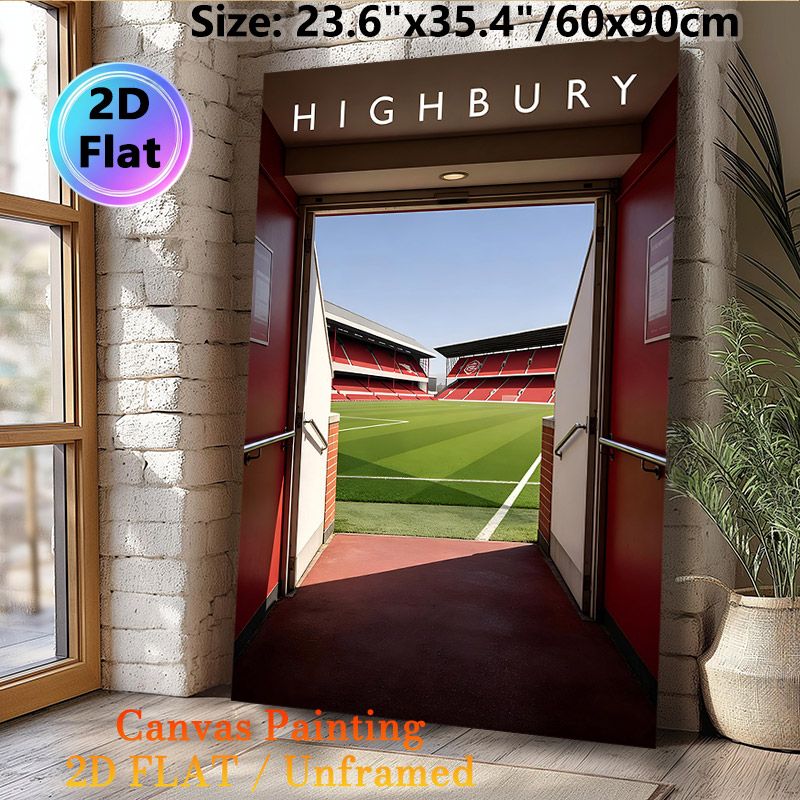 Highbury Football Stadium Painting Poster, Vibrant Realistic Stadium View Poster, Captivating Sports Field Scene Ideal For Home And Sports Bar Decor_maomaolike.com