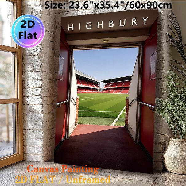 Highbury Football Stadium Painting Poster, Vibrant Realistic Stadium View Poster, Captivating Sports Field Scene Ideal For Home And Sports Bar Decor_maomaolike.com