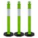 3 Pack Traffic Delineator Posts, 48 Inches Traffic Safety Cones With Weighted Base And Reflective Strips, Heavy Duty Delineator Posts For Construction Site, Parking Lot, Crowd Control, Green_maomaolike.com