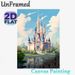 Fairytale Castle Painting Poster, Dreamy Soft-toned Whimsical Castle With Lake Reflection Poster, Magical Scenic Design Brings Gentle Ambiance For_maomaolike.com
