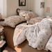 Wholesale French Leopard Print Pom-Pom Lace Milk Velvet Autumn Winter Double-Sided Warm Coral Fleece Four-Piece Set_maomaolike.com