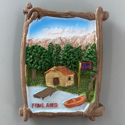 Nordic Finland Lakeside Cottage Scenery Fridge Magnet Travel Souvenir Creative Resin Painted Decoration Gift_maomaolike.com