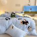 Washed Brushed Pilot Towel Embroidered Four-Piece Cartoon Pure Cotton Bed Sheet Style Duvet Cover Three-Piece Bedding Set_maomaolike.com