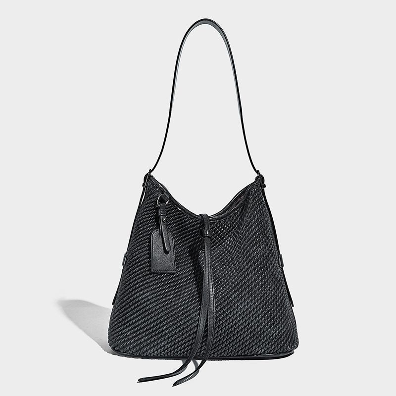 Casual Vacation Style Three-Dimensional Textured Bucket 2026 New Model Patchwork Large Capacity Shoulder Tote Beach Bag_maomaolike.com