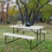 Indoor And Outdoor Folding Picnic Table Bench Set With Wood-like Texture_maomaolike.com