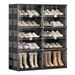 5 Tiers 20 Pairs Heavy Duty Shoe Storage And Organizer, Hard Plastic Stackable Shoe Box, Shoe Cabinet Storage For Entryway, Large Shoe Storage Bins, Folding Shoe Rack With Magnetic Door_maomaolike.com