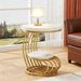 Round End Table With Storage Shelf, 2 Tiers Marble Side Table_maomaolike.com
