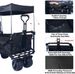 Collapsible Wagon Heavy Duty Folding Wagon Cart With Removable Canopy, 4" Wide Large All Terrain Wheels, Brake, Adjustable Handles,Cooler Bag Utility Carts For Outdoor Garden Beach_maomaolike.com