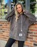 Women's flannel loose hooded long-sleeved pullover plush sweatshirt_maomaolike.com