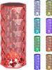 16-Color RGB Portable Prismatic Table Lamp, Rechargeable Cordless Crystal Night Light, Dimmable, 8.5" H, Clear Acrylic_maomaolike.com
