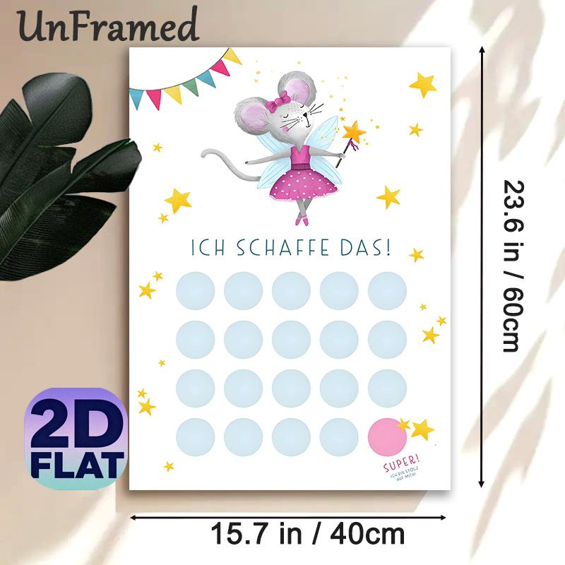 Fairy Mouse Reward Chart Painting Poster, Whimsical Watercolor Cute Fairy Mouse With Star Wand Poster, Practical Progress-tracking Design To Celebrate_maomaolike.com