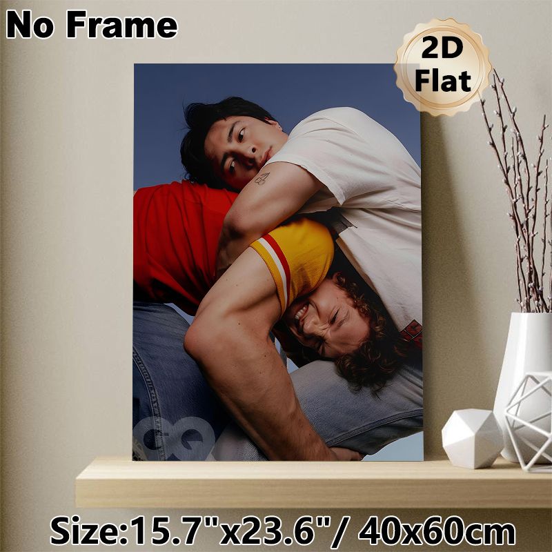 Playful Male Portrait Painting Poster, Vibrant Dynamic Interaction Poster, Captures Lively Casual Atmosphere, Ideal For Living Room, Bedroom Wall_maomaolike.com