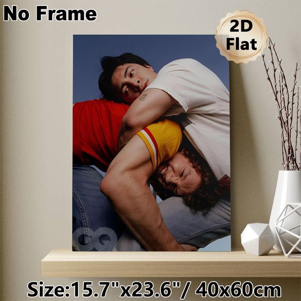 Playful Male Portrait Painting Poster, Vibrant Dynamic Interaction Poster, Captures Lively Casual Atmosphere, Ideal For Living Room, Bedroom Wall_maomaolike.com