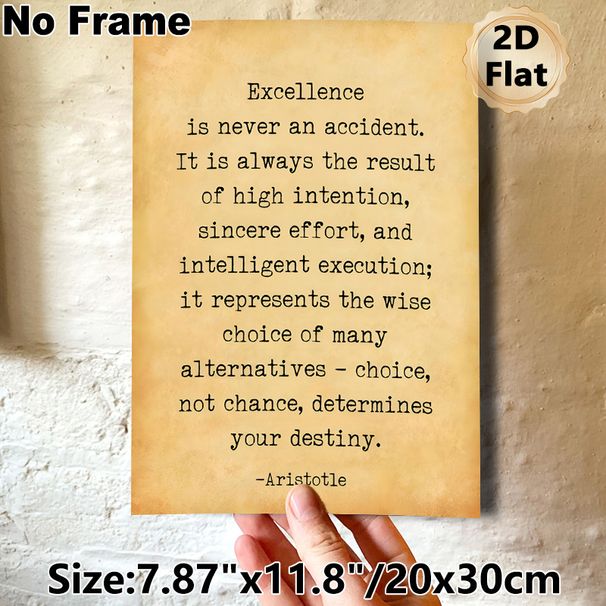 Excellence Themed Quote Painting Poster, Vintage Distressed Text Art Poster, Inspirational Motivational Decor For Office, Study Space_maomaolike.com