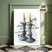 Sabbath Candles Painting Poster, Soft Watercolor Geometric Candlestick Poster, Creates Serene Religious Ambiance, Ideal For Home And Prayer Spaces_maomaolike.com