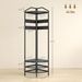 Corner Hall Tree, Industrial 4-Tier Coat Rack With Shoe Storage, 8 Movable Hooks And 2 Shelves For Hallway, Black_maomaolike.com