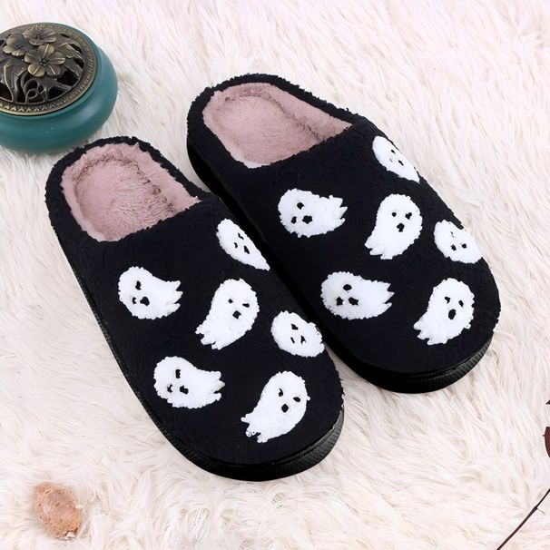 Men's Classy New Halloween Skull Cartoon Warm Winter And Women Couples Home Indoor Cotton Slippers For Men_maomaolike.com