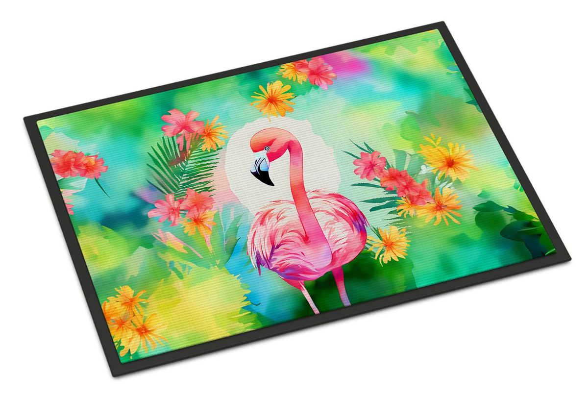 Hippie Animal Flamingo Doormat Front Door Mat Indoor Outdoor Rugs For Entryway, Non Slip Washable Low Pile, 24H X 36W_maomaolike.com