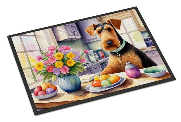 Decorating Easter Airedale Terrier Doormat Front Door Mat Indoor Outdoor Rugs For Entryway, Non Slip Washable Low Pile, 24H X 36W_maomaolike.com
