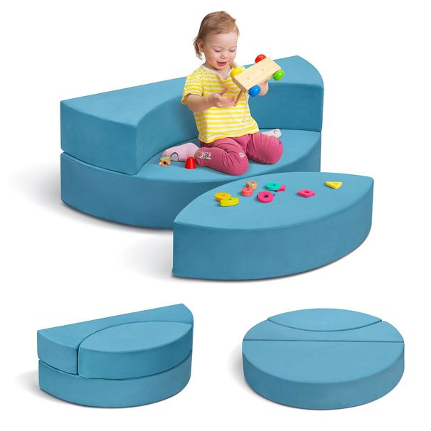 Modular Kids Play Couch, Toddler Furniture Lounger Sofa ,Blue_maomaolike.com
