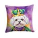 Maltese King Of Mardi Gras Throw Pillow Machine Washable, Indoor Outdoor Decorative Pillow For Couch, Bed Or Patio, 14Hx14W_maomaolike.com