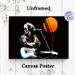 Retro Guitarist Music-themed Painting Poster, Glitch Art Style Neon Accented Poster With Warm Orange Sun, Stylish Music-inspired Decor For Bedroom_maomaolike.com