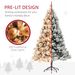 Pre-Lit Artificial Christmas Tree With Clear Lights And Tips, Snow Flocked Christmas Tree With Metal Stand, Hinged Xmas Tree For Home Office Holiday_maomaolike.com