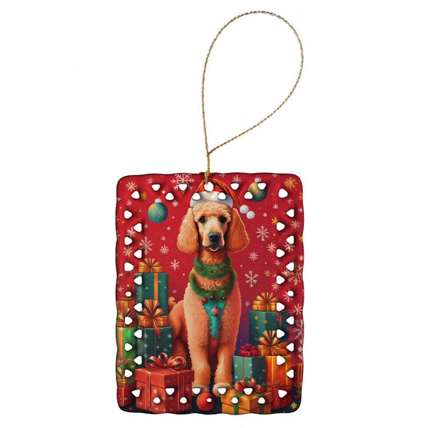 Poodle Holiday Christmas Porcelain Ornament Christmas Tree Hanging Decorations For Home Christmas Holiday, Rectangle, Gift, Multicolor_maomaolike.com