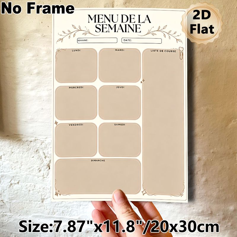 French Weekly Menu Planner Painting Poster, Elegant Neutral-toned Meal Schedule Poster, Organizes Weekly Meals And Grocery Lists, Ideal For Kitchen_maomaolike.com