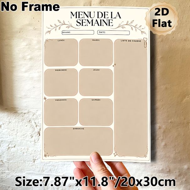French Weekly Menu Planner Painting Poster, Elegant Neutral-toned Meal Schedule Poster, Organizes Weekly Meals And Grocery Lists, Ideal For Kitchen_maomaolike.com