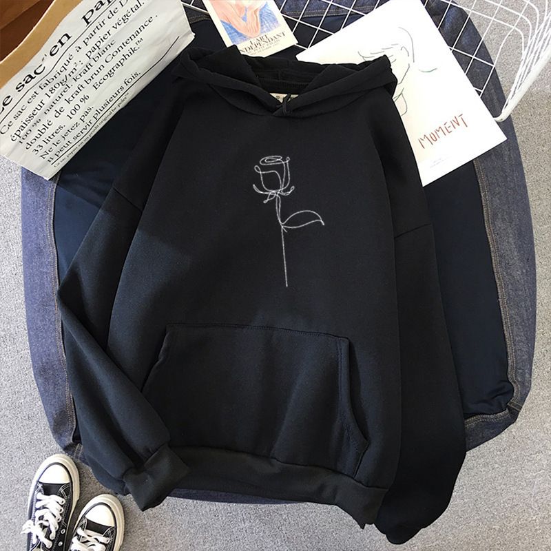 Women's Clothing autumn and winter new style hooded sweatshirt for women plus velvet student loose casual couple long sleeved tops for women_maomaolike.com