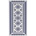 Reversible Outdoor Rug, Waterproof Plastic Straw With Carry Bag, 9 X 18, Blue & White Rhombus Patchwork_maomaolike.com