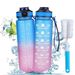 1L Straw 32oz Bottle With Time Marker Motivational Tritan, Bpa Free Leak Proof Water Cup With Brush_maomaolike.com