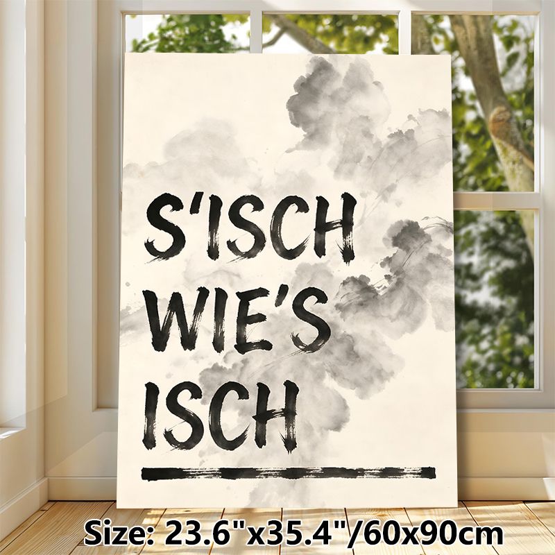 German Typography Painting Poster, Monochrome Ink-wash Style Poster, Handwritten German Quote With Subtle Ink Smudges, Minimalist Artistic Decor Ideal_maomaolike.com