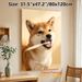 Shiba Inu Brushing Teeth Painting Poster, Warm-toned Cute Playful Pet Scene Poster, Lovely Pet-themed Decor Ideal For Living Room, Bedroom And Pet_maomaolike.com