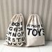 Cute Animal Face Drawstring Storage Bags, Large Capacity Cotton Linen Pouches For Clothes, Toys & Home Organization_maomaolike.com