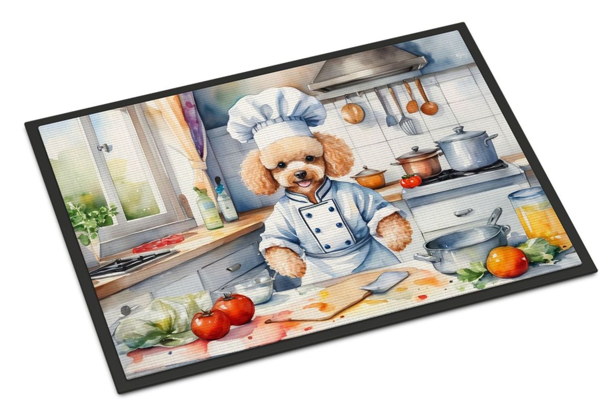 Poodle The Chef Doormat Front Door Mat Indoor Outdoor Rugs For Entryway, Non Slip Washable Low Pile, 24H X 36W_maomaolike.com