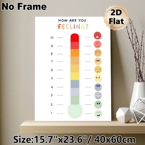 Emotion Thermometer Painting Poster, Vibrant Color-coded Mood Scale With Expressive Emojis Poster, Assists In Identifying And Expressing Feelings_maomaolike.com