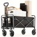 1pc Collapsible Foldable Wagon Cart, 220LBS Heavy Duty Utility Garden Cart With All-Terrain Wheels For Beach, Lawn, Sports, Camping, Black, 30"_maomaolike.com