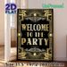 Art Deco Welcome Party Painting Poster, Luxury Gold & Black Vintage Ornate Style Poster, Elegant Party Greeting Decor Ideal For Party Venues And_maomaolike.com