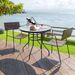 32 Inch Patio Tempered Glass Steel Frame Round Table With Convenient Umbrella Hole_maomaolike.com
