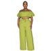 Women's clothing new style suit temperament one shoulder ruffled short top wide leg trousers suit_maomaolike.com