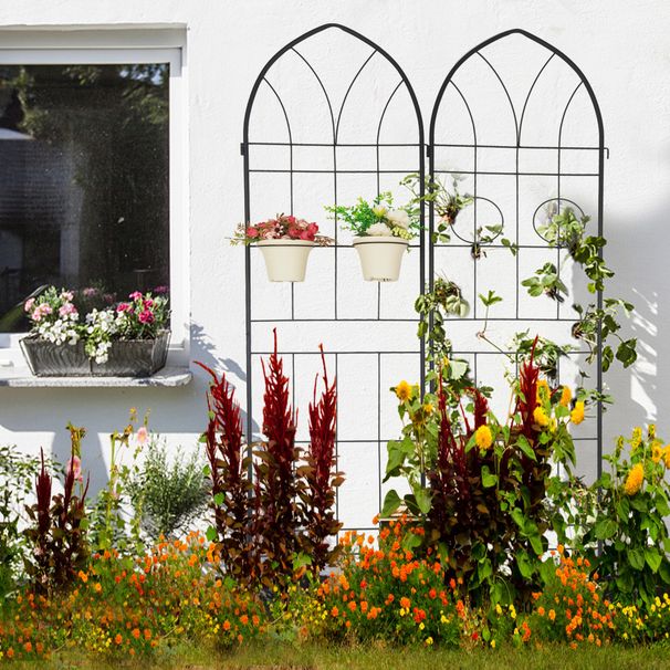 4 Pack Metal Garden Trellis 78.7" X 19.7" Rustproof Trellis For Climbing Plants Outdoor Flower Support Black_maomaolike.com